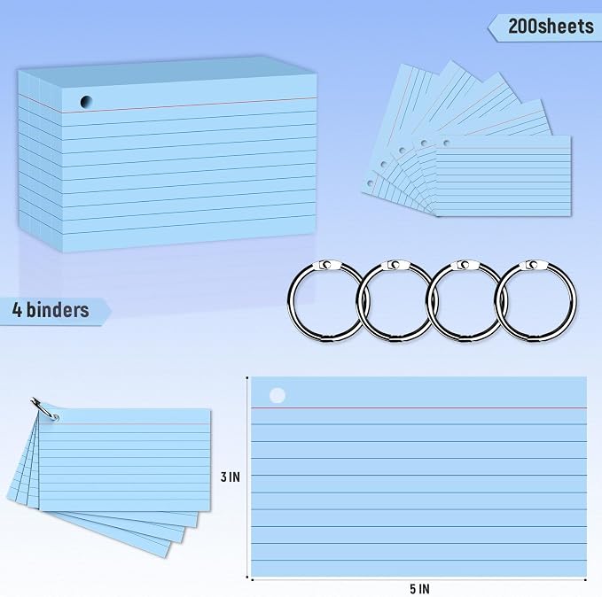 200 Count 3 x 5 Inch Blue Index Cards - Image 2