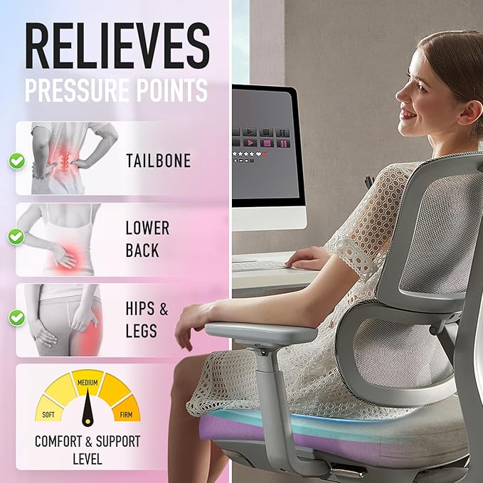 SUNROX Cooling Gel Memory Foam Chair Cushions, 2.6" Thick U-Shaped Dual-Layer - Image 5