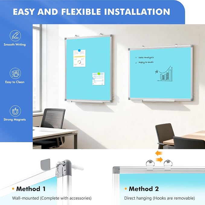 WALGLASS Magnetic Whiteboard 36"x24" Dry Erase White Board - Image 2