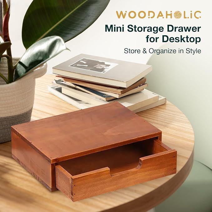 Single Drawer Desktop Storage Organizer in a Modern Wood Design Wooden - Image 8