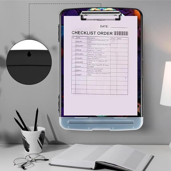 Clipboard with Storage, Heavy Duty Plastic Storage Clipboard with Low Profile - Image 4