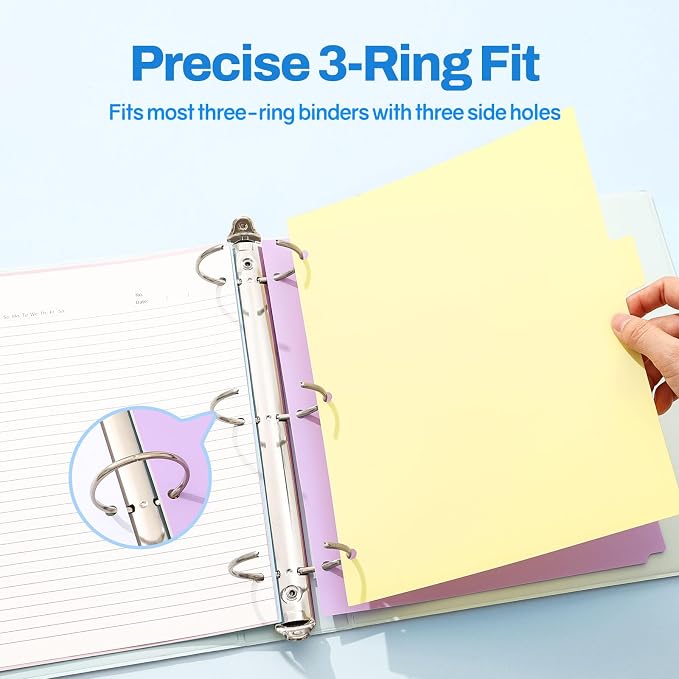 SUNEE 8 Tab Binder Dividers, Plastic Dividers - Image 3