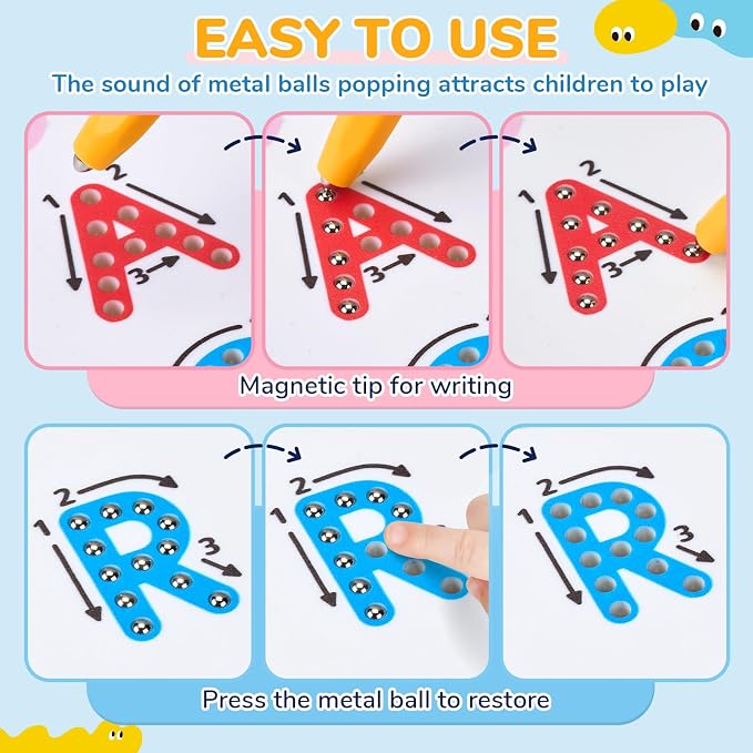 JoyCat Magnetic Letter Tracing Board, 2-in-1 Double-Sided ABC Magnets - Image 4