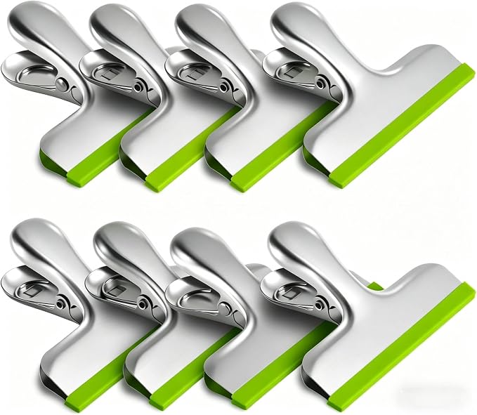 HOUSE AGAIN 8 Pack Stainless Steel Chip Bag Clips Covered by HOUSEAGAIN