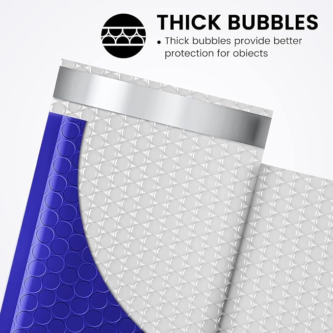 Fuxury Bubble Mailer 800Pcs 4x8 Bubble Mailers Bulk Royal Blue Shipping Padded - Image 3