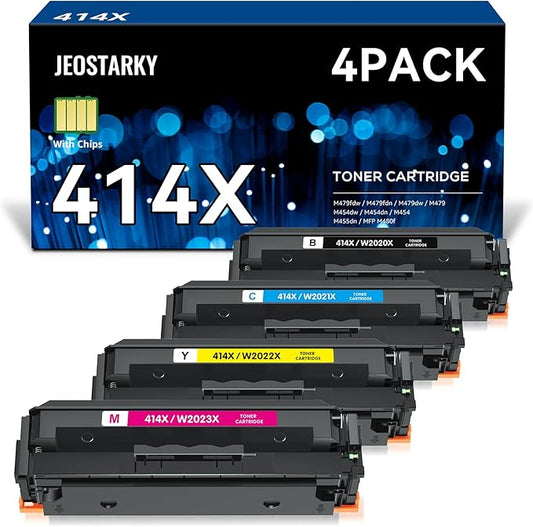 414x Toner Cartridges 4 Pack High Yield Replacement for HP 414x Toner 414a W2020x Compatible with HP Color Laserjet Pro MFP M479fdw M479fdn M454dw M454dn M480f Printer-DeskLoop Office