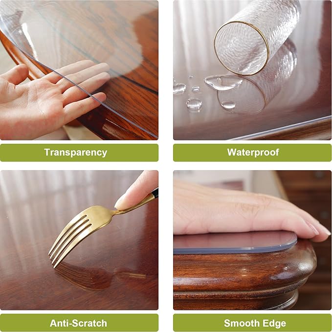 OstepDecor 28 x 60 Inch Clear Table Cover Protector, 2mm Thick Clear Plastic - Image 3