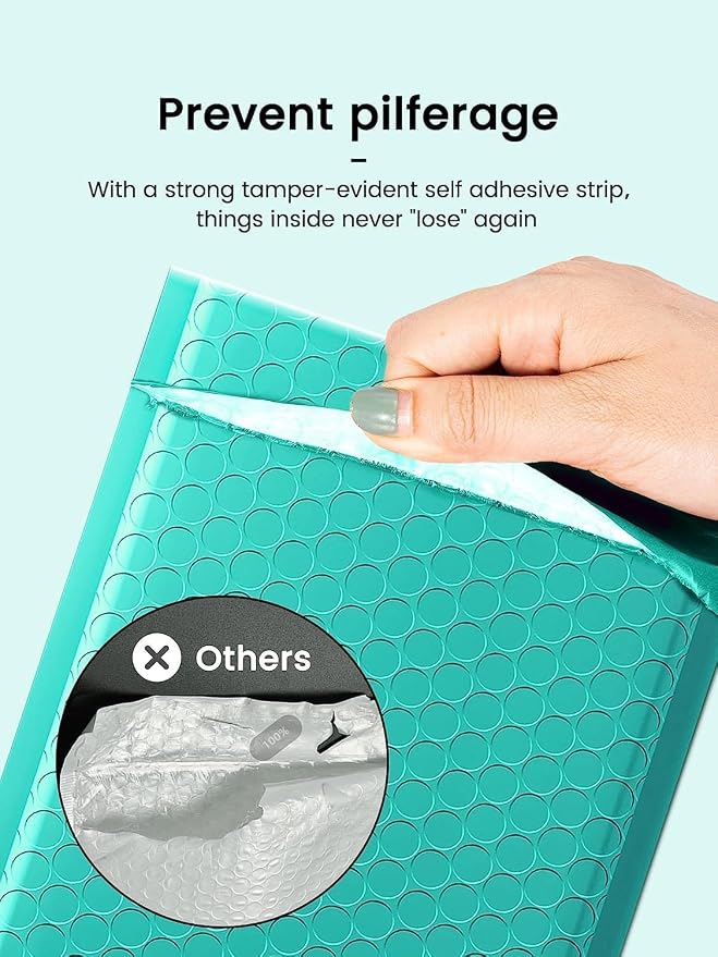 GSSUSA Teal Bubble Mailers 6X10 Inches 500 Pack, Padded Poly Bubble Mailer - Image 6