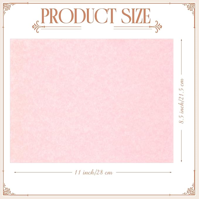 Epakh 200 Sheets Old Age Parchment Paper 8.5 x 11 Inch Standard Letter Vintage Colored Old Parchment Semblance Double Side Printing Paper(Light Pink)-DeskLoop Office