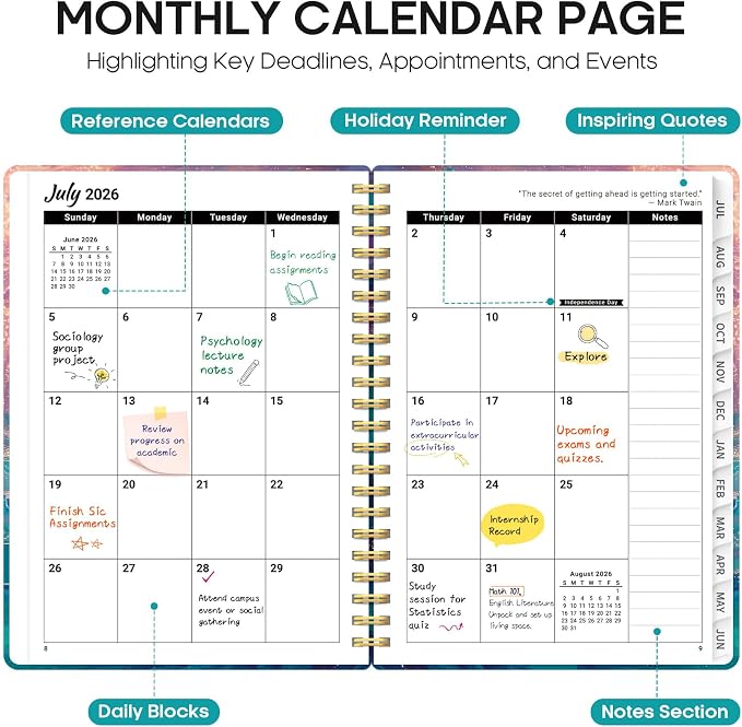 Planner 2026-2027, Academic Year Monthly and Weekly Calendar Planner, Jul 2026 - Image 2