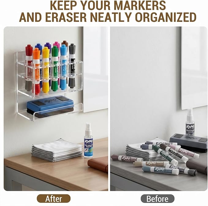 MyGift Dry Erase Marker Holder 10 Slots Whiteboard Marker Holder - Image 2