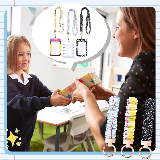 Sabary 3 Packs Teacher Scrunchie Lanyards - Image 7