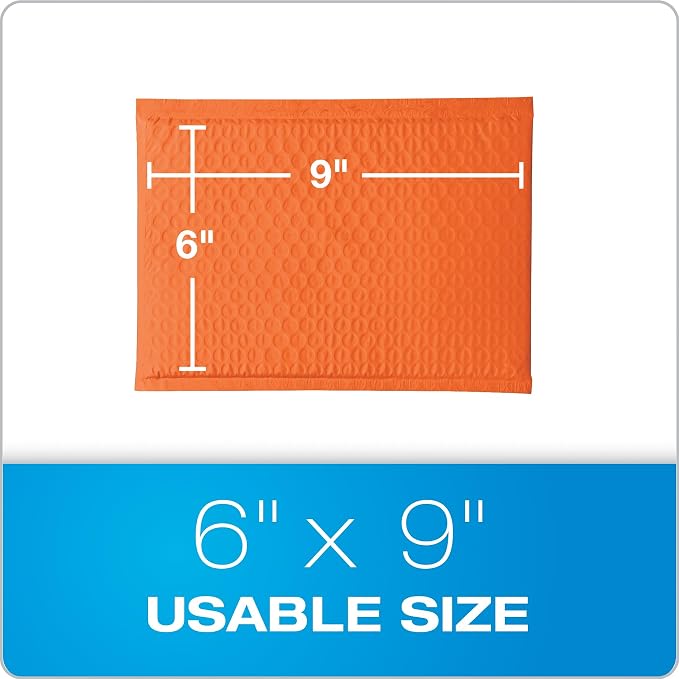 Quality Park Bubble Mailers, 6 x 9 Shipping Envelopes, Water Resistant Orange - Image 6
