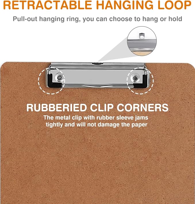 Clipboards, HERKKA 25 Pack Hardboard Office Clipboards Low Profile Clip - Image 3
