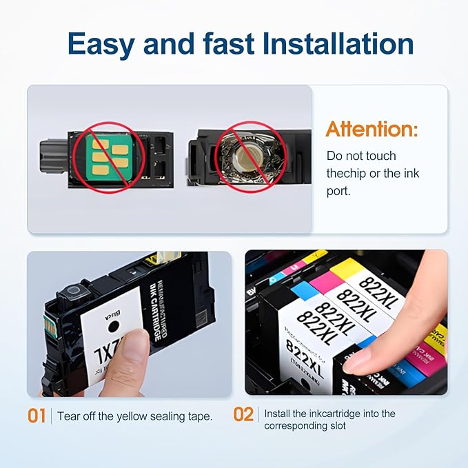 822XL Ink Cartridges Combo Pack Remanufactured Replacement for Epson 822XL Ink Cartridges 822XL Work for Epson WF-3820 WF-4820 WF-4830 WF-4833 WF-3823 WF-4834 Printer (4 Pack)-DeskLoop Office