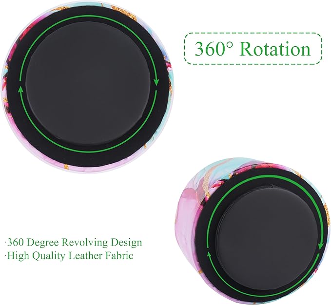 Round Leather Art Supply Organizer,Remote Control Holder,360-degree Rotating Pen Organizer with 4 Compartments(1-Red Green Splash Ink)-DeskLoop Office