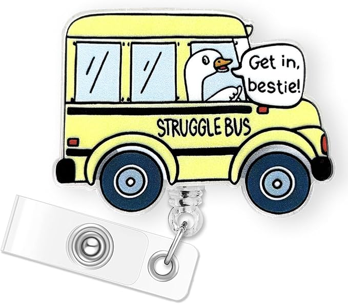 Funny Struggle Bus Badge Reel Retractable, Silly Goose Badge Reel by Bydevia