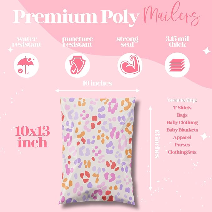 Pretty Package Store Designer Poly Mailers, Preppy Leopard, 100 Pack | Heavy - Image 3