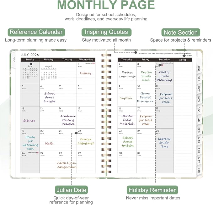 Planner 2026-2027, Weekly and Monthly Academic Year Calendar Planner, July 2026 - Image 3