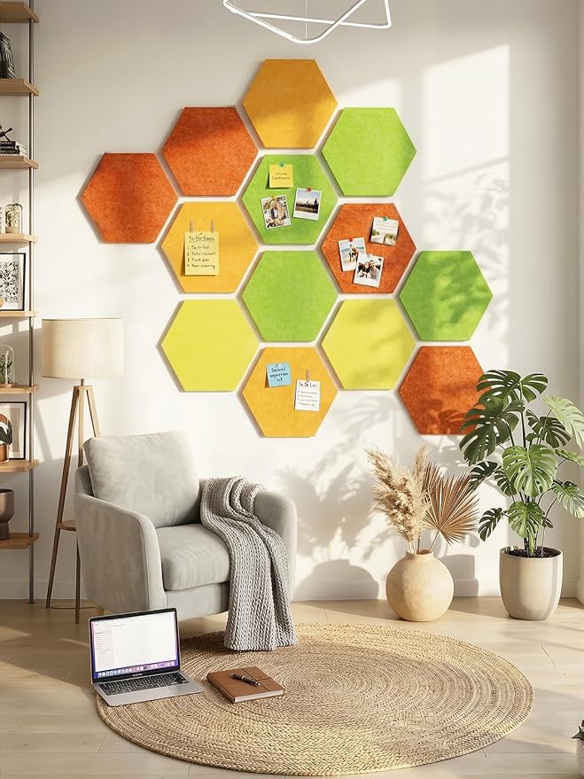 8 Pack Hexagon Felt Bulletin Board Tiles - Image 6