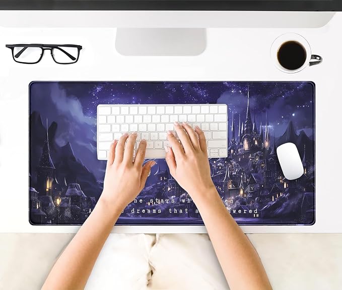 Purple Velaris Desk Mat Acotar Desk Mat Night Castle Fantasy Mouse Pad Large - Image 4