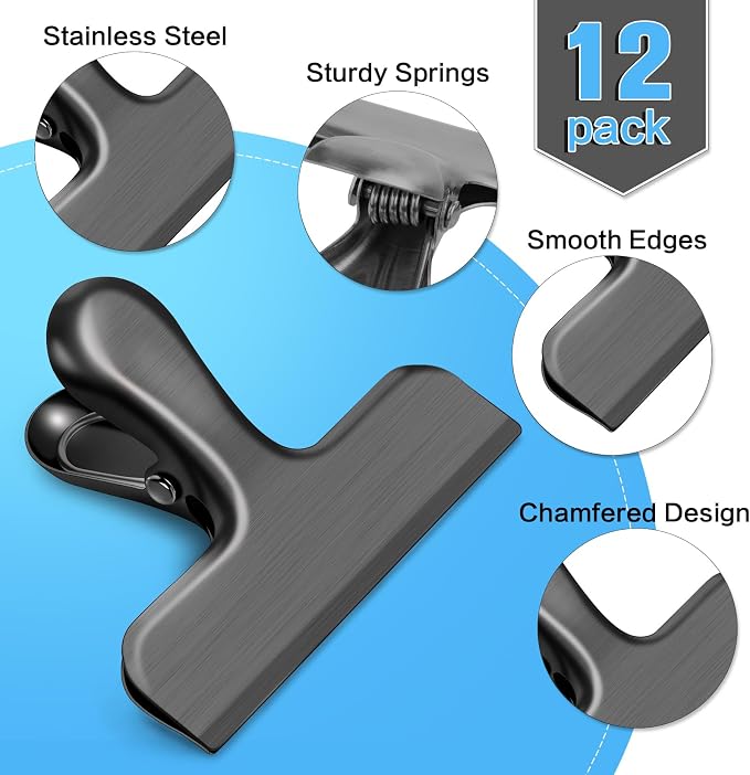 24 Pack Chip Clips, Stainless Steel Bag Clips - Image 3