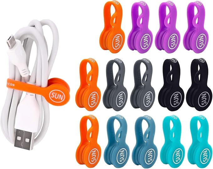 SUNFICON 10 Pack Cable Organizers Clips Earbuds Cords Organizers Magnetic Cable by SUNFICON