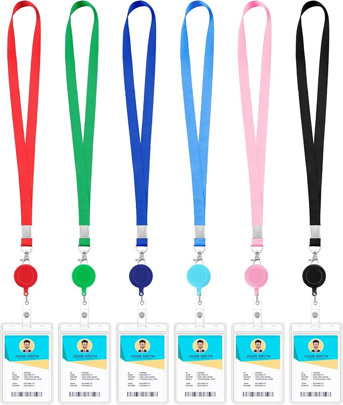 6 Pack Lanyards for ID Badges Holder Retractable Lanyards for Cruise Ship Cards by BESARME