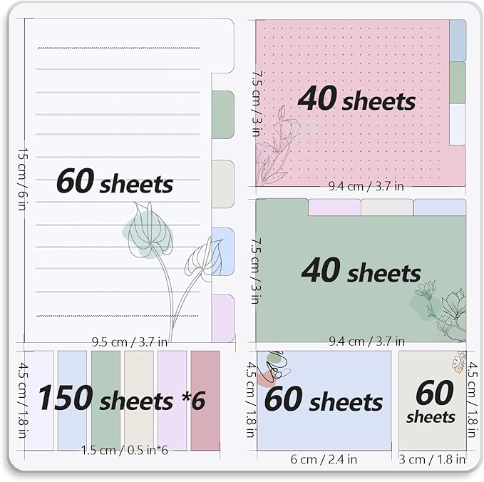 Hommie Sticky Notes Set, Divider Sticky Notes 410 Packs Planner Sticky Note Dividers Tabs with Color Coding for School Supplies, Office Supplies, Book Notes,Bible Sticky Notes-DeskLoop Office