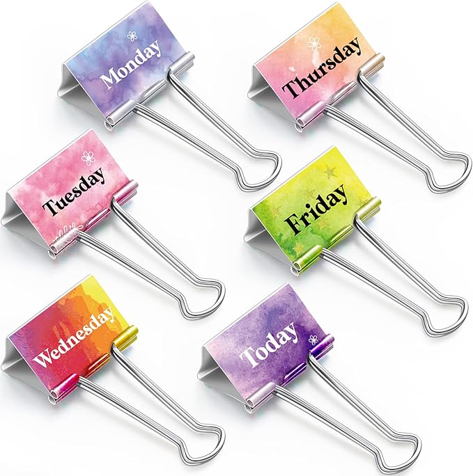 Tenare 6 Pieces Teacher Essentials Large Binder Clips 2 Inches Teacher Binder by Tenare