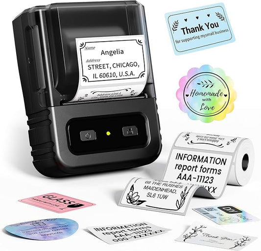 Label Maker, M102 Label Printer Bluetooth Label Machine with Tapes 1000+ Icons 300+Templates for Small Business, Office, Home, Kid School Items, Black-DeskLoop Office