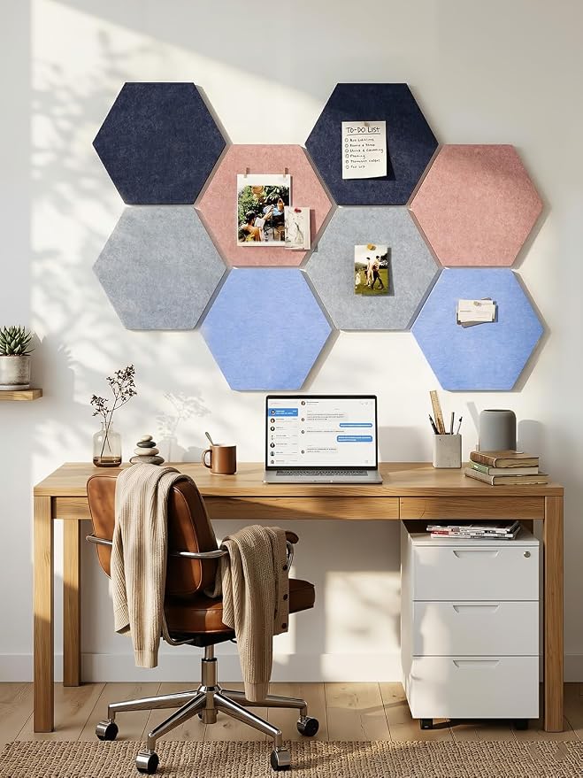 8 Pack Hexagon Felt Bulletin Board Tiles - Image 2