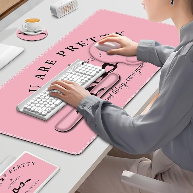 Gaming Mouse Pad, Large Desk Mat, Cute Desk Pad Protector, 4in1 XXL Mousepad + - Image 7