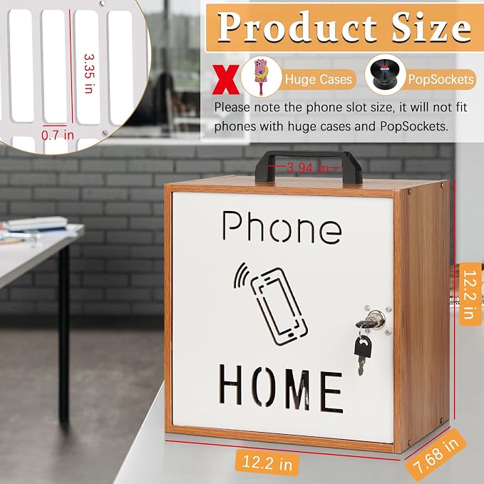 Cell Phone Holder Classroom 33 Slots Wooden Cell Phone Storage Cabinet Pocket - Image 2