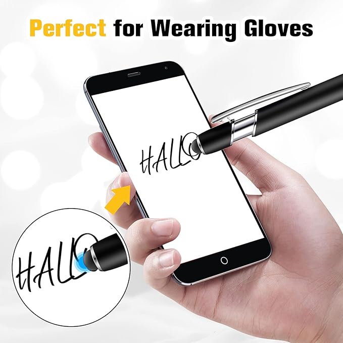 Zonon 38 Pieces Rubberized Ballpoint Pen with Stylus Tip Stylish Metal Pen Capacitive Styli with Soft Rubberized Grip, Black Ink for Most Devices(Black)-DeskLoop Office