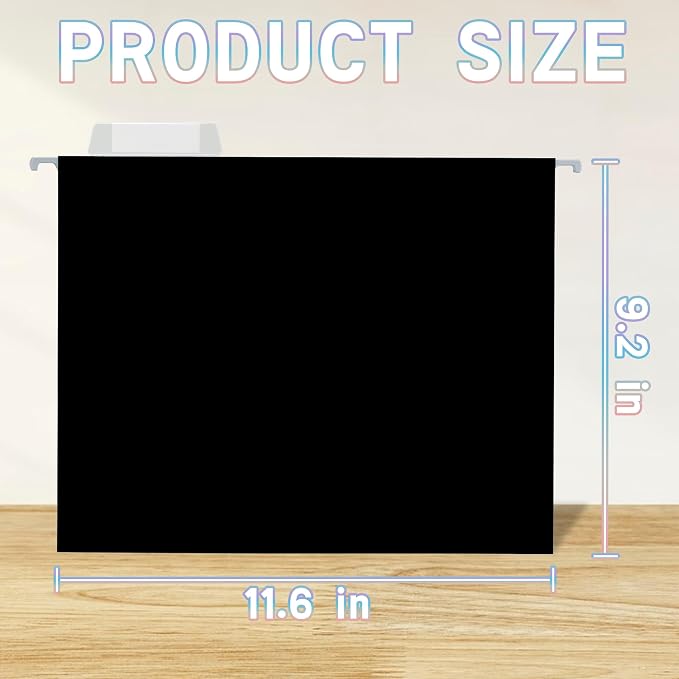 50 Packs Hanging File Folders Black, Letter Size 8.5x11, Hanging File Folders - Image 2
