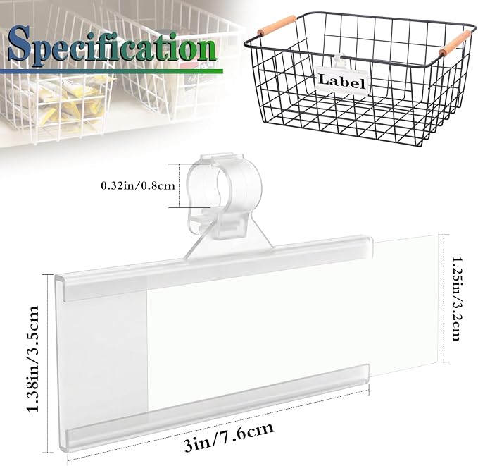 Wire Shelf Label Holder, ELEMGULY 35PCS Plastic Basket Label Holders - Image 2