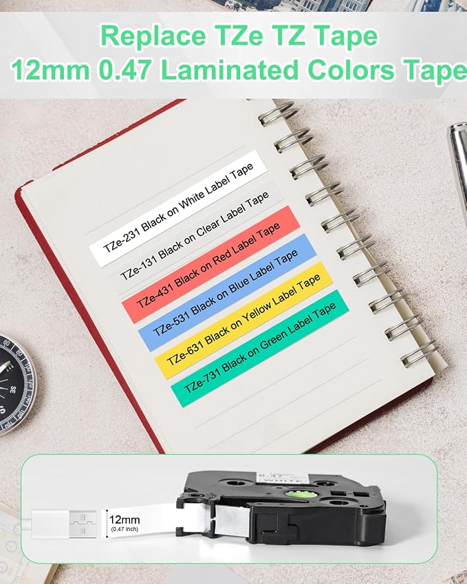 Labelife Replacement for Brother P Touch Label Maker Tape, TZe TZ Tape 12mm - Image 2