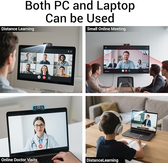 2K Webcam,Webcams for PC, AutofocusNoise Cancellation,Plug & Play USB Web cam for Laptop, Desktop, PC, Mac, Zoom, Skype, Streaming-DeskLoop Office