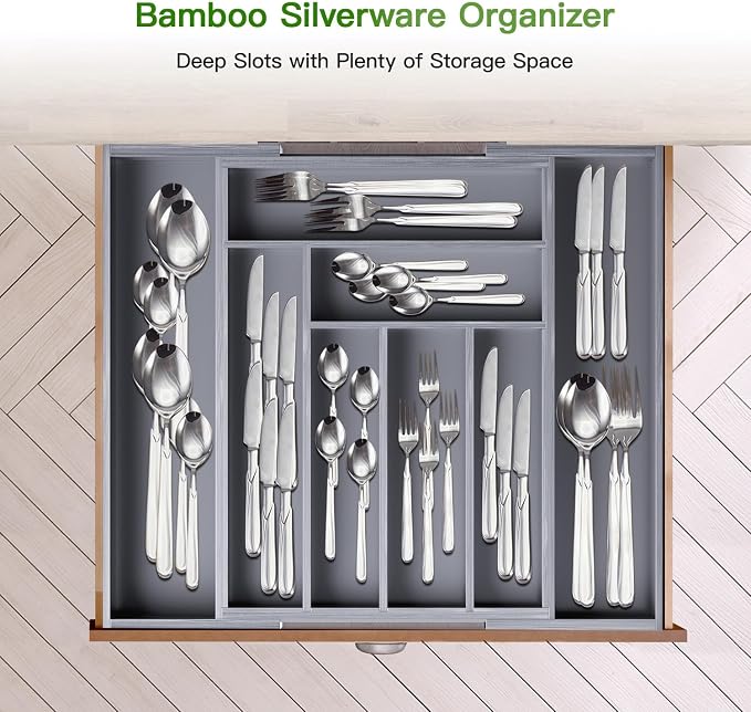 Pipishell Bamboo Expandable Drawer Organizer - Image 8