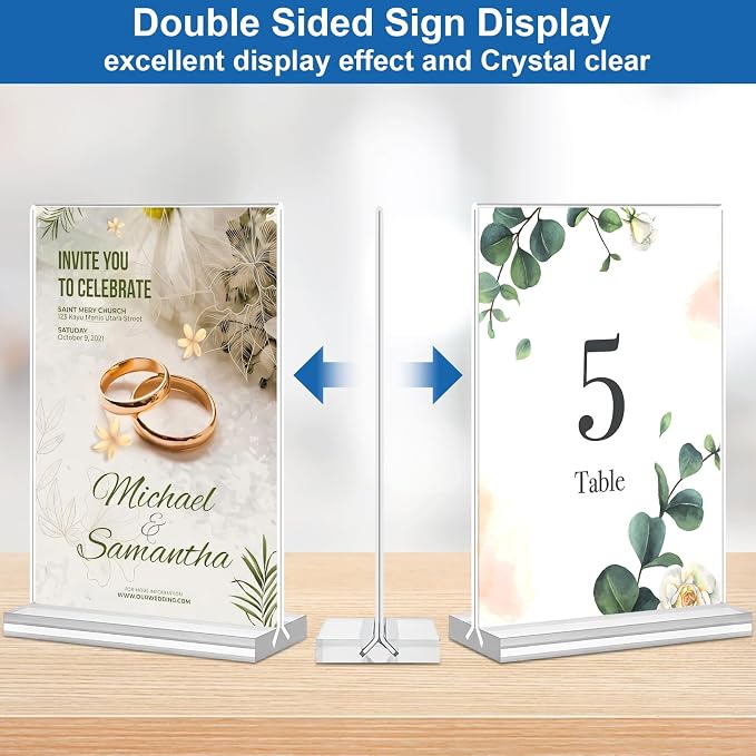 Acrylic Sign Holder 4x6, 20 Pack Clear Table Vertical Double Sided Table Menu - Image 7