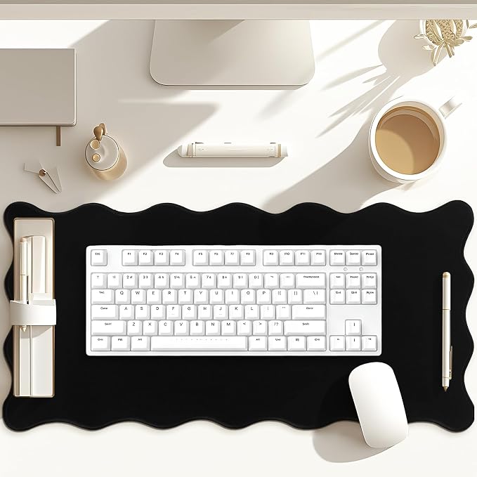 Hahafelt Scalloped Desk Mat Large Desk Pad Cute Coquette Table Mat Back to - Image 6