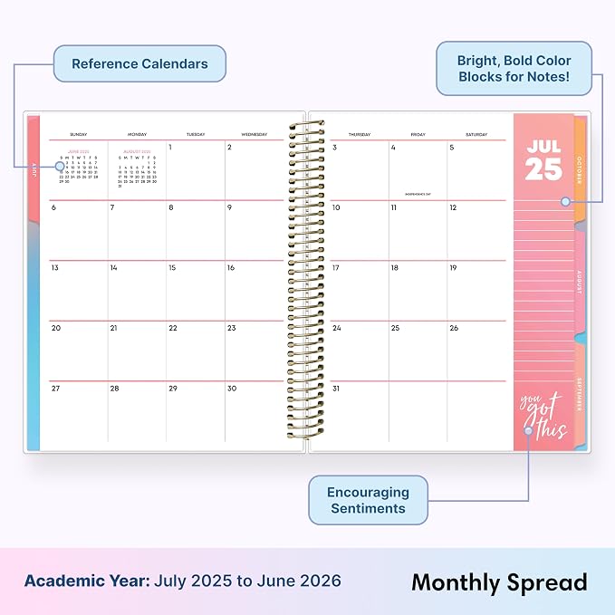Blue Sky Livewell Weekly and Monthly Academic Year Planner Calendar, July - Image 4