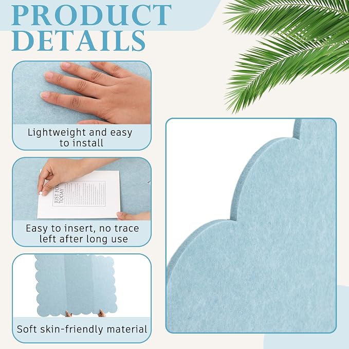 Mooliwe Scalloped Felt Bulletin Board 24 x 18 Inches Foldable Light Blue Pin - Image 3