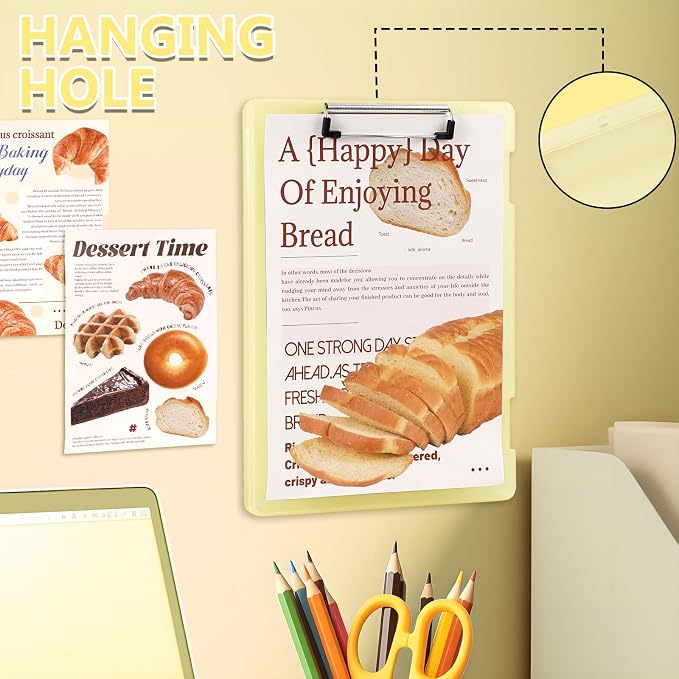 Letter Size Clipboard with Storage 8.5 * 11, Plastic Clear Yellow Clipboard - Image 2