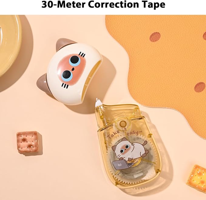 Cute Cat White Correction Tape Kawaii Extra-Long Correction Tape – 98ft Each - Image 4