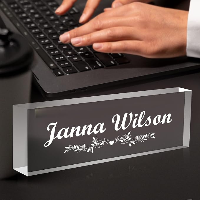Personalized Desk Name Plate, Custom Acrylic Glass Name Plates - Image 2