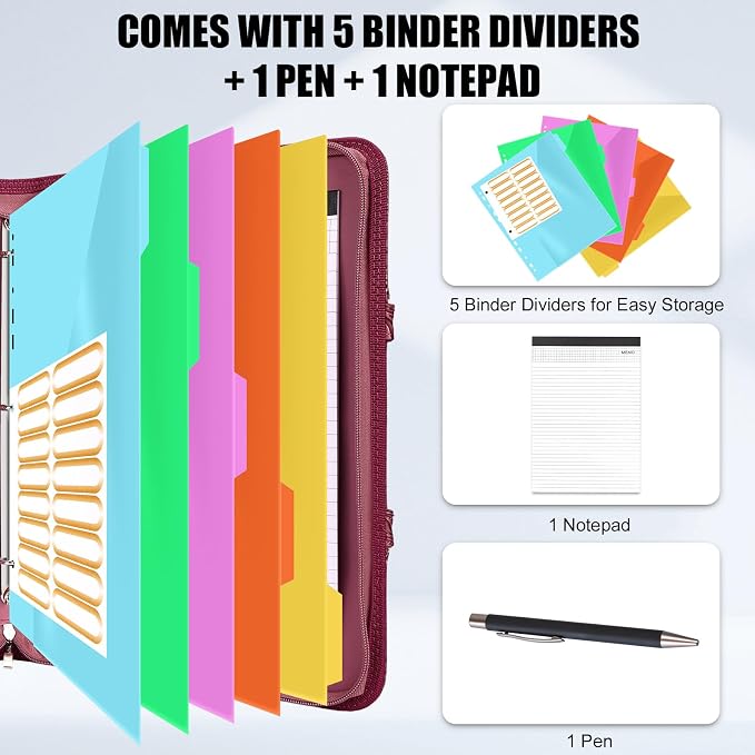 Portfolio Binder 3 Ring Includes Pen and 5 Dividers - Image 3