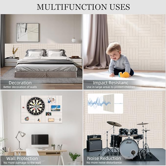 Large Cork Board Strips for Wall, 6 Pack Fabric Wall Tiles - Image 3
