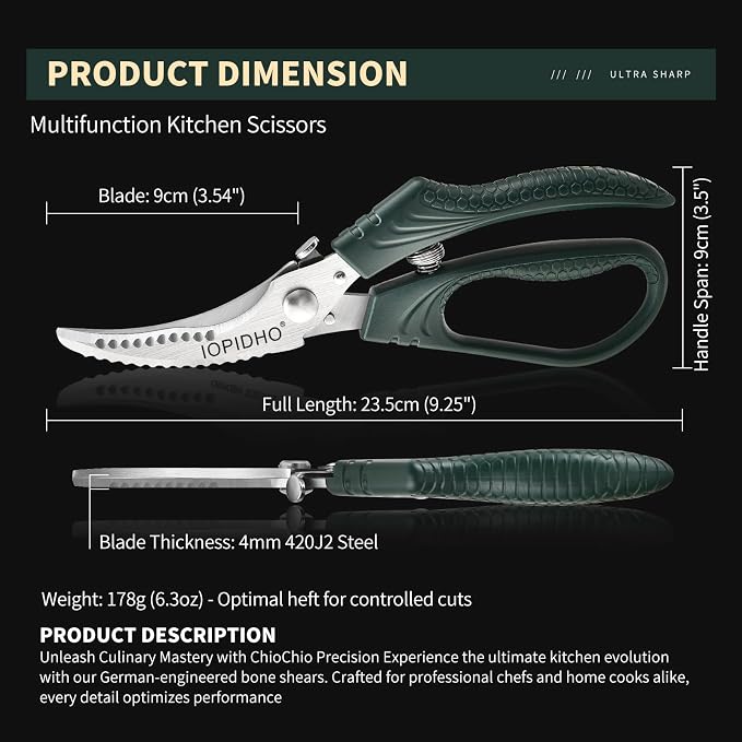 IOPIDHO Heavy Duty Poultry Shears, Kitchen Shears - Image 8